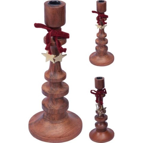 PORTACANDELA LEGNO 30CM. 2 ASSORTITI
